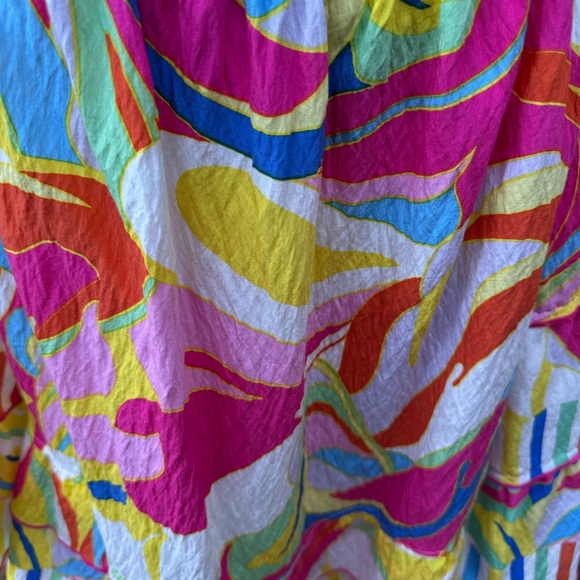 John Mark NWT Off Shoulder Rainbow Smocked Peasant Blouse Tiered 1X Boho Resort - Picture 15 of 15